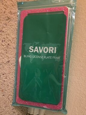 Savori Pink Bling License Plate Frame - Decorative Car Accessory